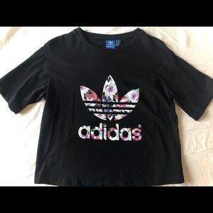 Adidas Lotus Print Crop T-Shirt